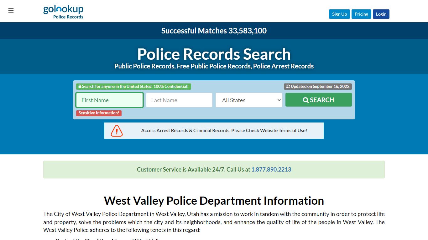 West Valley Police Departments, West Valley Police Department - GoLookUp